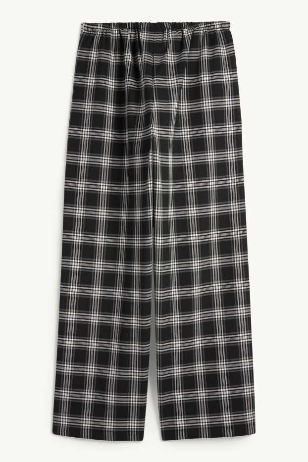 Kinder Mädchen - Stoffhose - kariert - schwarz