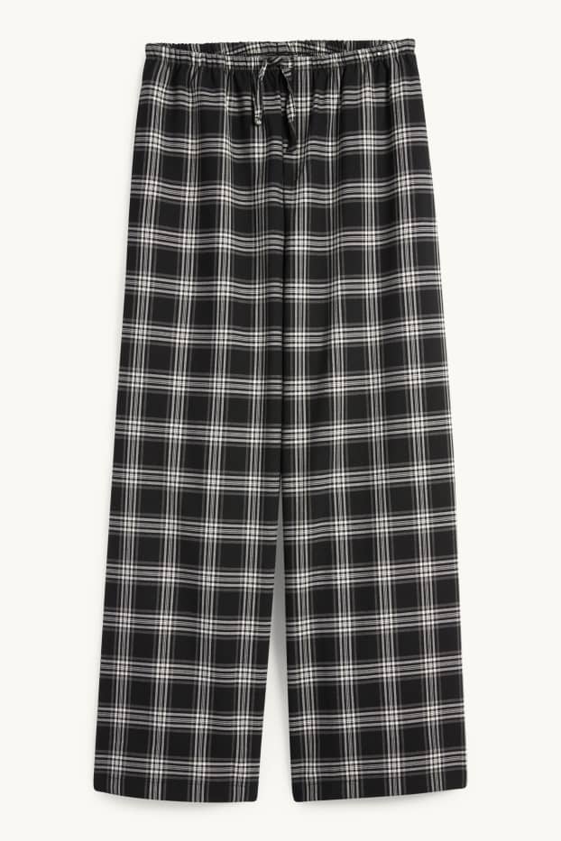 Kinder Mädchen - Stoffhose - kariert - schwarz