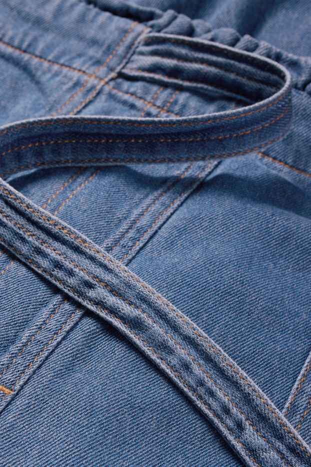 Femmes - Pantalon de toile - high waist - wide leg - aspect jean - jean bleu foncé