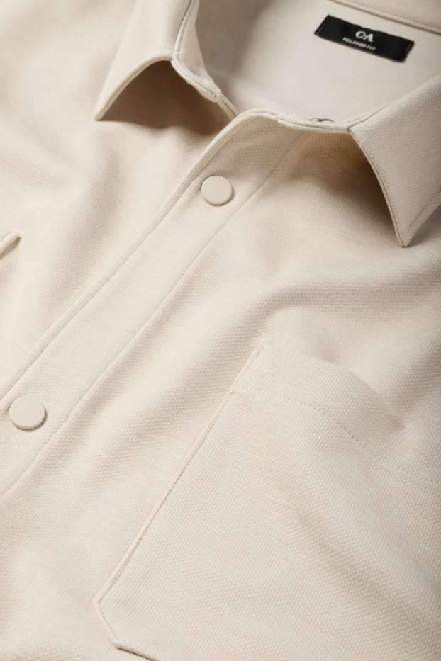 Heren - Overhemd - relaxed fit - kent - licht beige