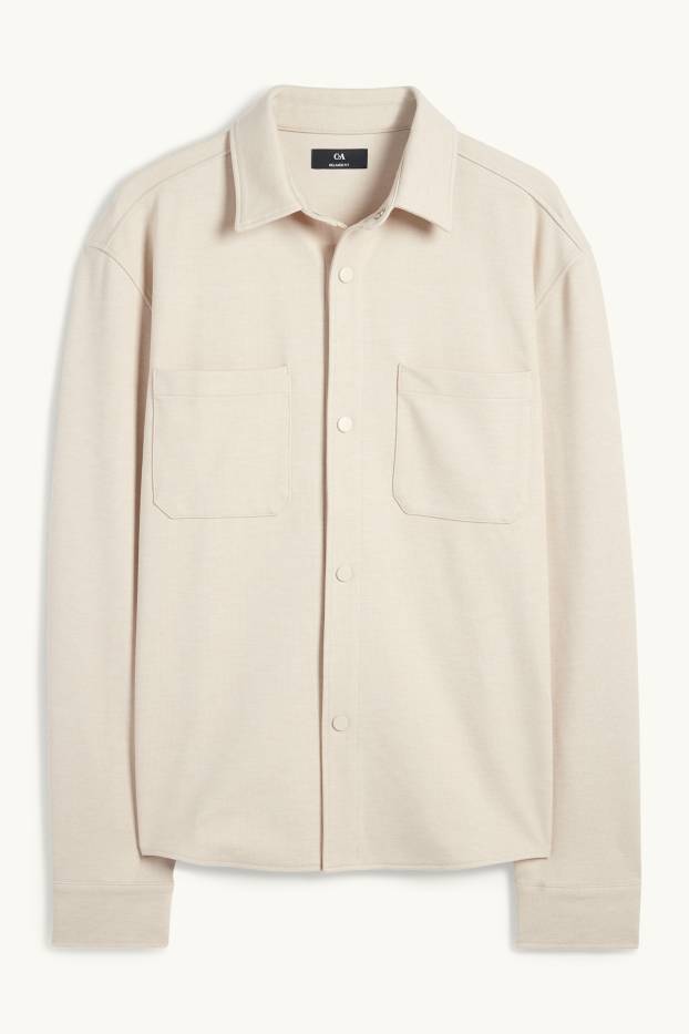 Heren - Overhemd - relaxed fit - kent - licht beige