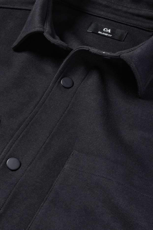 Hommes - Chemise - relaxed fit - col kent - noir