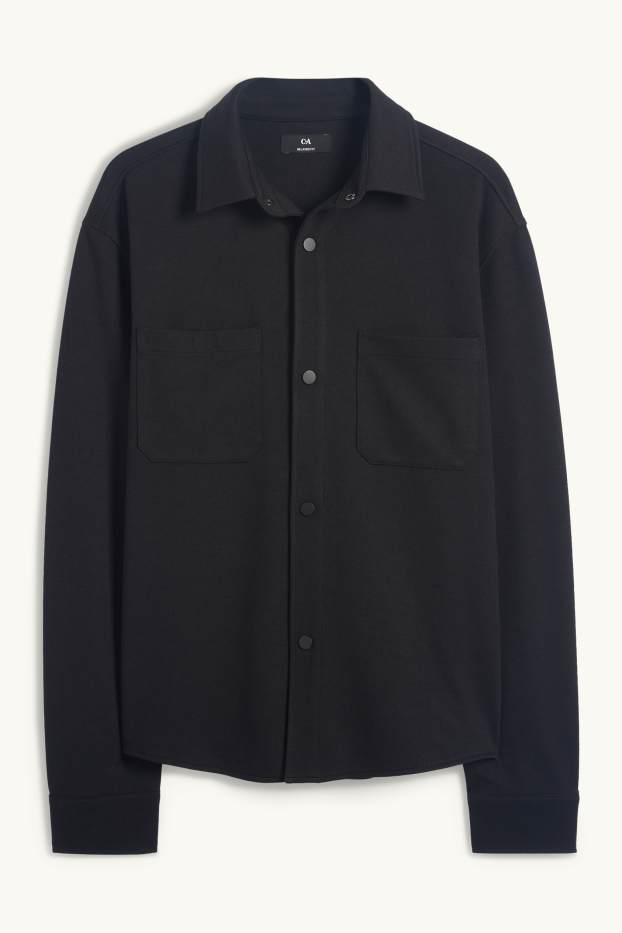 Hommes - Chemise - relaxed fit - col kent - noir