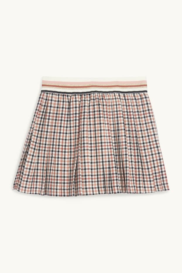 Enfants filles - Jupe plissée - à carreaux - beige