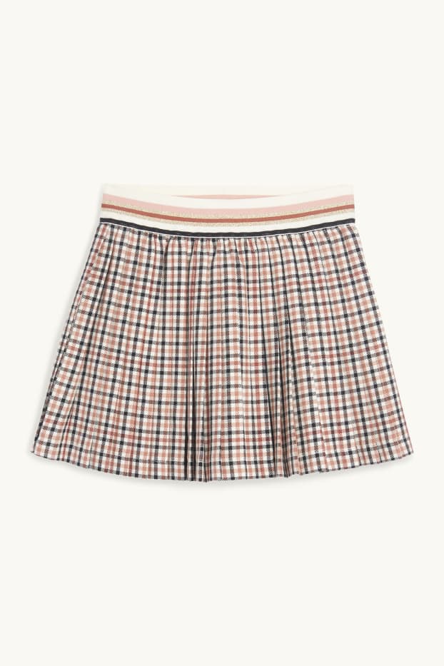 Enfants filles - Jupe plissée - à carreaux - beige