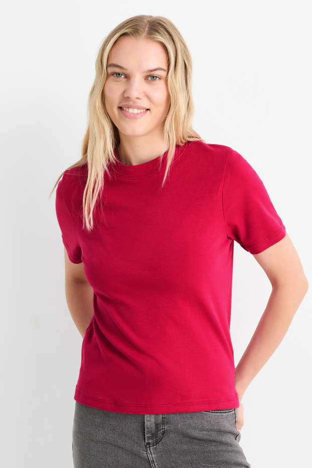 Damen - T-Shirt - Slim Fit - dunkelrot