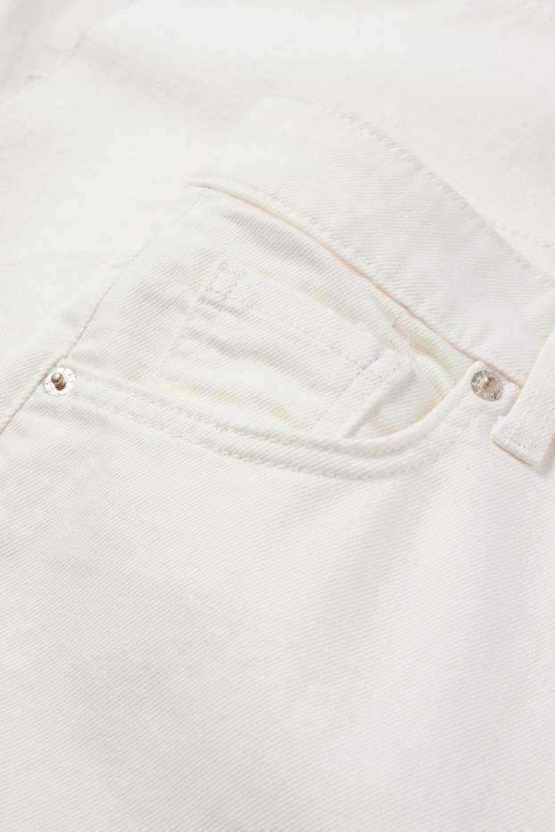 Dames - Korte wide leg jeans - mid waist - wit