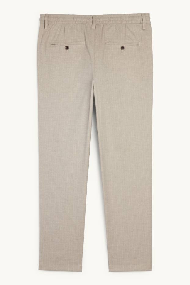 Pánské - Kalhoty chino - tapered fit - s úzkými proužky - béžová