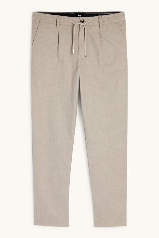 Pánské - Kalhoty chino - tapered fit - s úzkými proužky - béžová