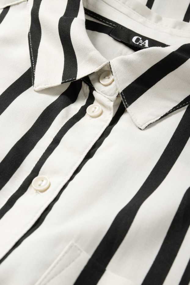 Dames - Blouse - gestreept - zwart / wit