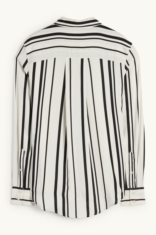 Dames - Blouse - gestreept - zwart / wit