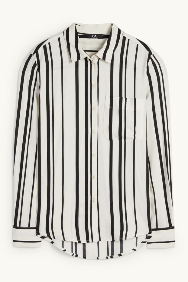 Dames - Blouse - gestreept - zwart / wit