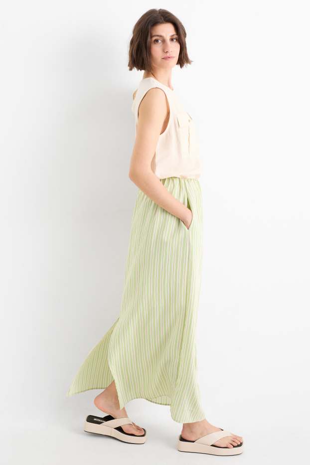 Donna - Gonna - a righe - verde chiaro