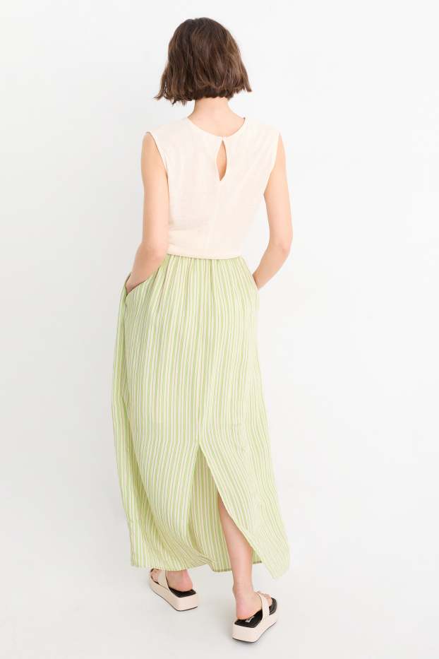 Donna - Gonna - a righe - verde chiaro