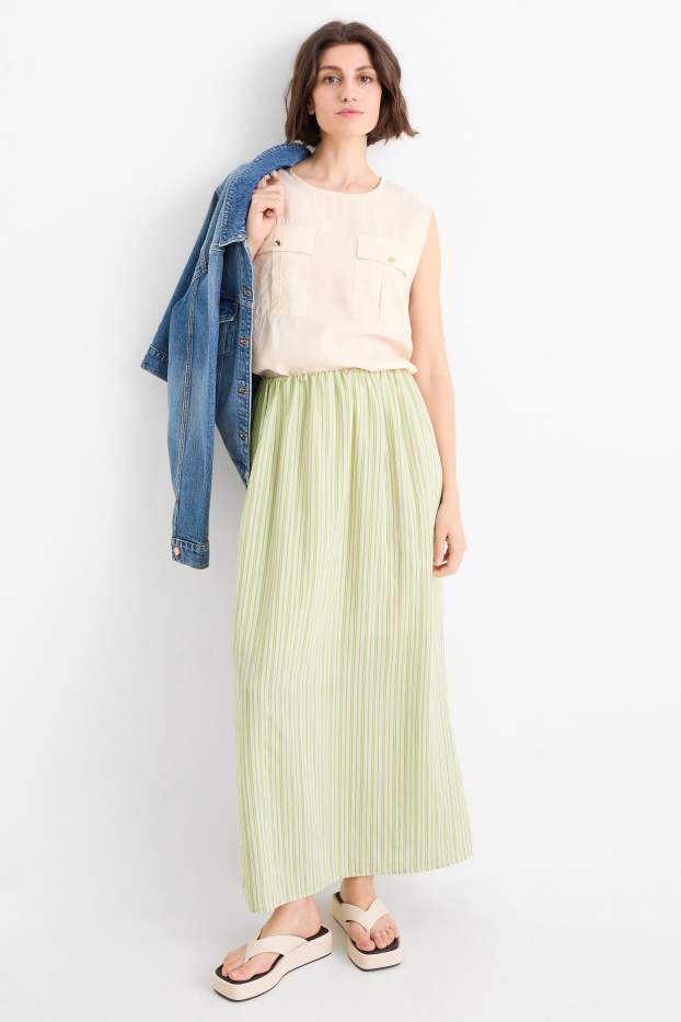 Donna - Gonna - a righe - verde chiaro