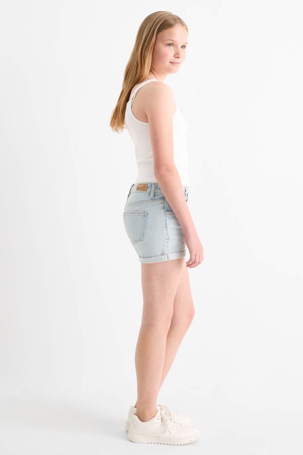 Children Girls - Denim shorts - denim-light blue
