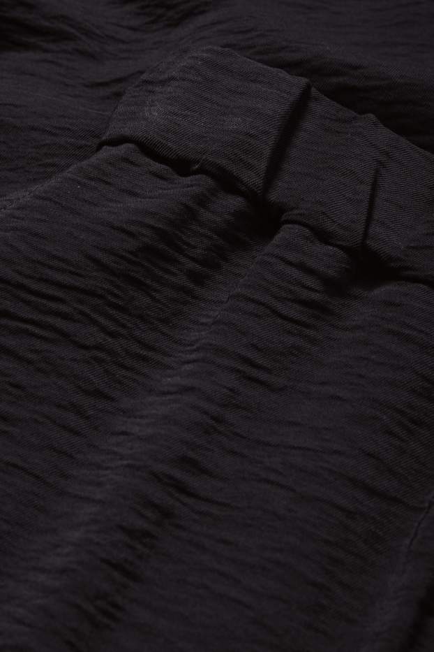 Femmes - Pantalon en toile - high waist - wide leg - noir