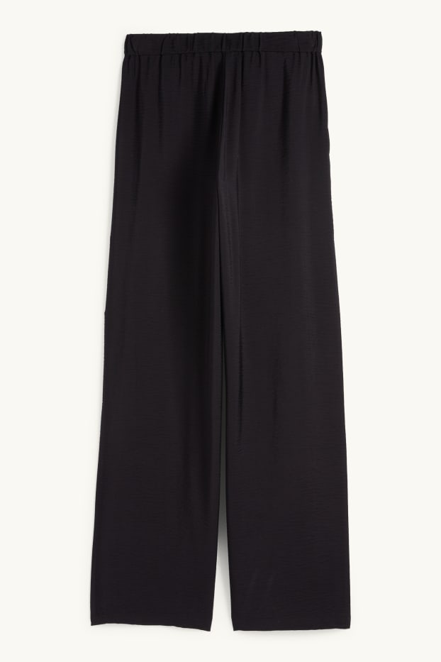 Femmes - Pantalon en toile - high waist - wide leg - noir