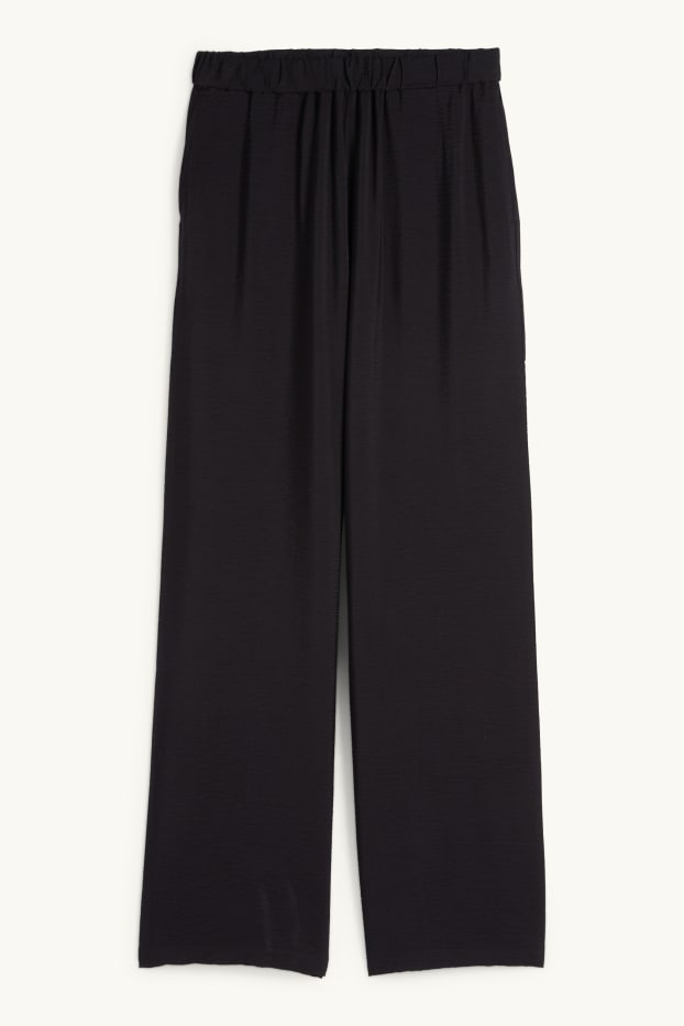 Femmes - Pantalon en toile - high waist - wide leg - noir