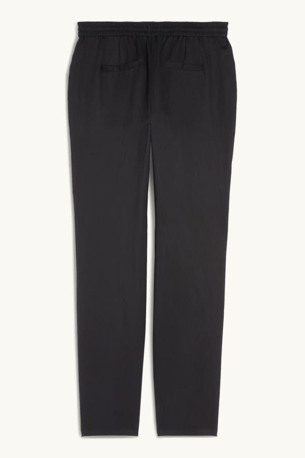 Femmes - Pantalon en toile - mid waist - tapered fit - noir