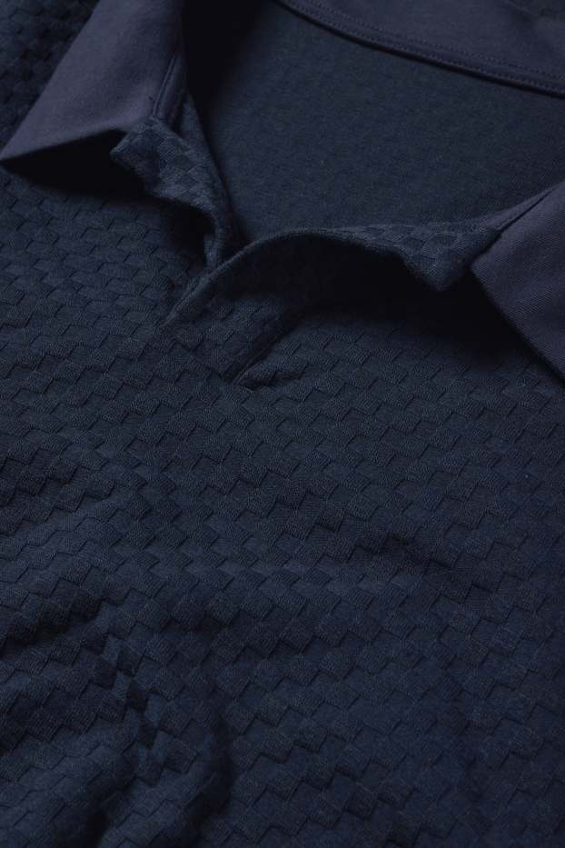 Men - Polo shirt - textured - dark blue