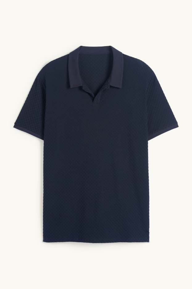 Men - Polo shirt - textured - dark blue