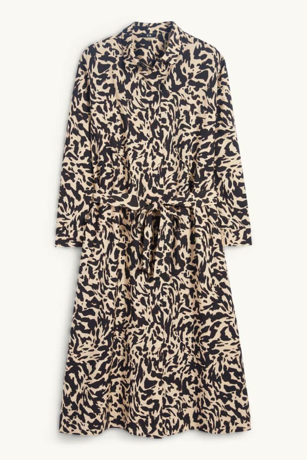 Mujer - Vestido camisero - estampado - beis