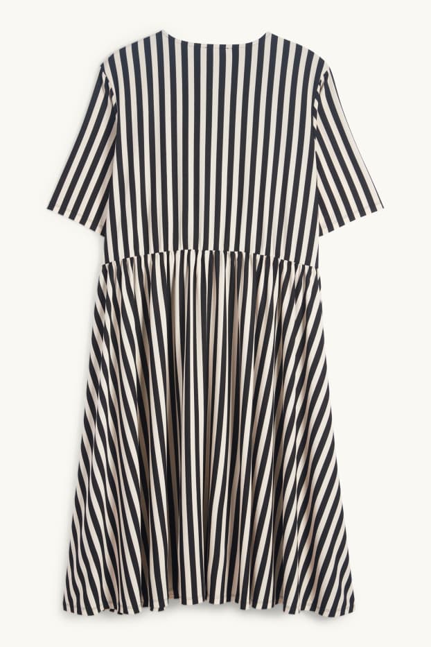 Femmes - Robe portefeuille - à rayures - noir / blanc