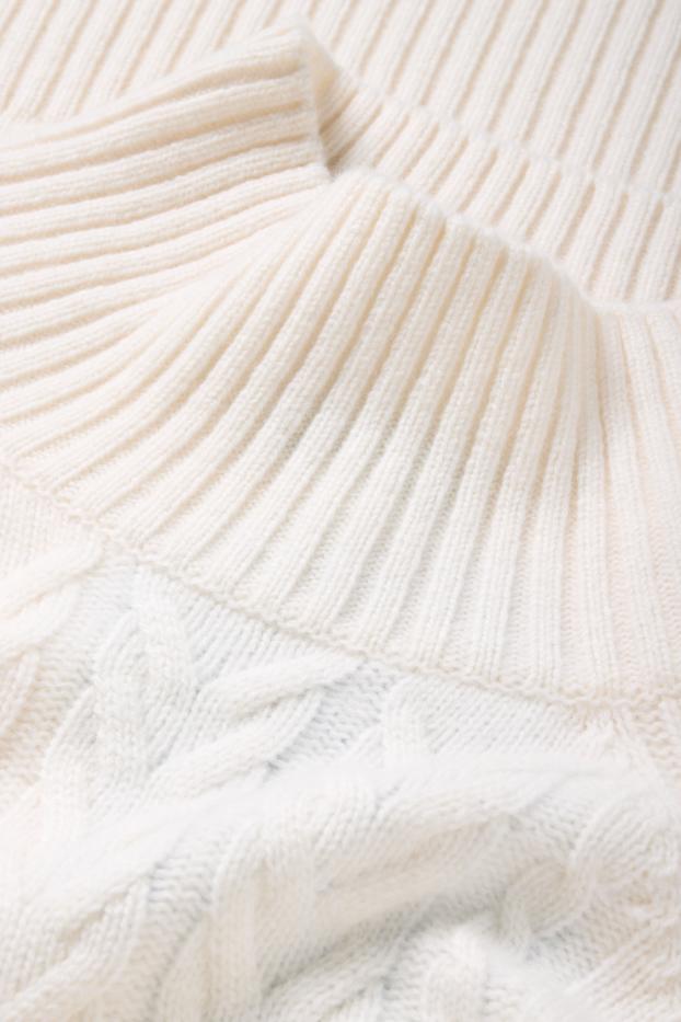 Femmes - Pull à col roulé en cachemire mélangé - laine mélangée - blanc
