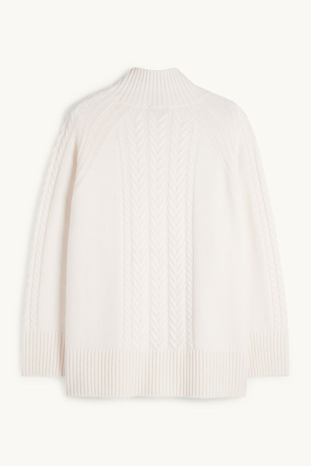 Femmes - Pull à col roulé en cachemire mélangé - laine mélangée - blanc