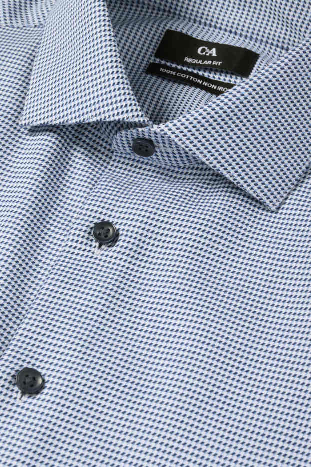 Hommes - Chemise de bureau - regular fit - col cutaway - sans repassage - à motif - bleu