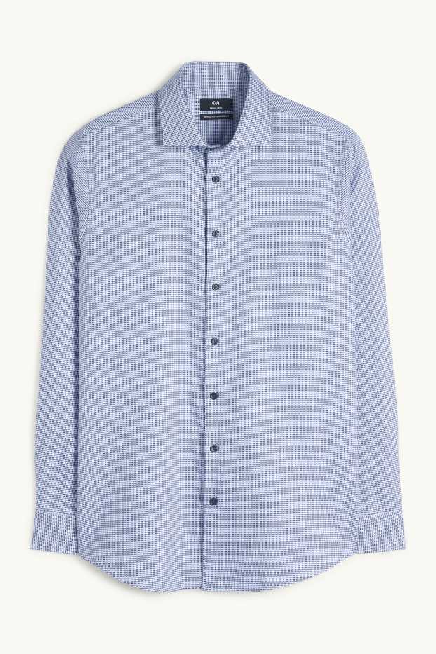 Hommes - Chemise de bureau - regular fit - col cutaway - sans repassage - à motif - bleu