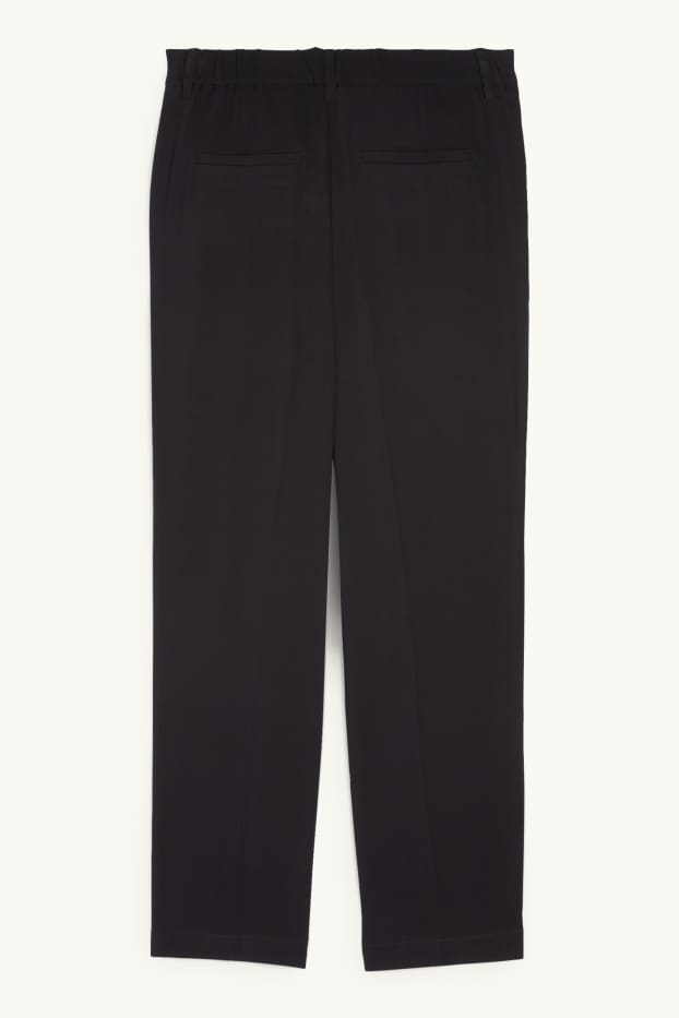 Women - Cloth trousers - high waist - tapered fit - black