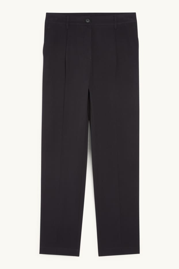 Women - Cloth trousers - high waist - tapered fit - black