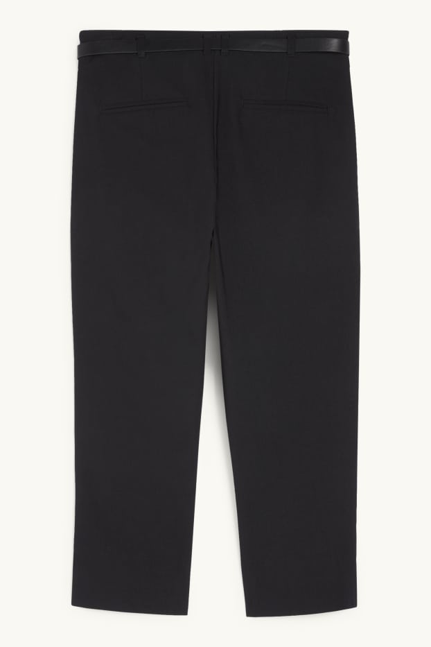 Dames - Capri broek met riem - mid waist - slim fit - zwart