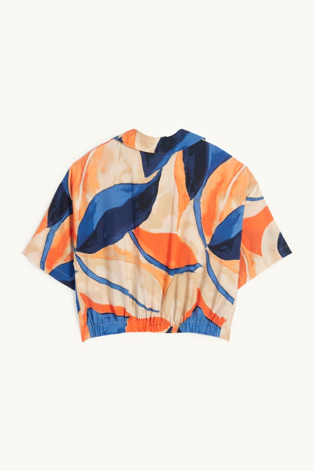 Donna - Blusa con scollo a V - fantasia - arancione