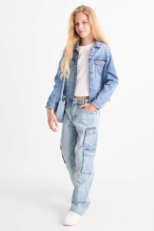Kinder Mädchen - Cargo Jeans - helljeansblau