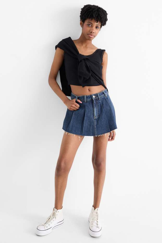 Donna - Gonna pantalone di jeans - jeans blu scuro