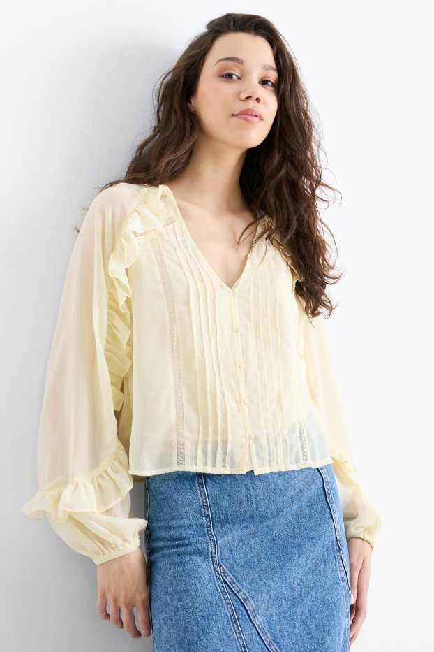 Mujer - Blusa de chifón - crema