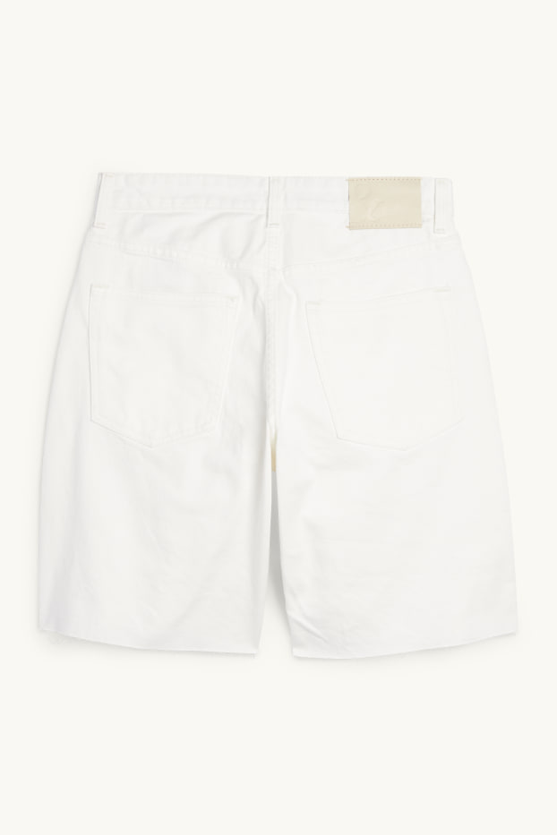 Femei - Pantaloni scurți de blugi - talie medie - LYCRA® - alb