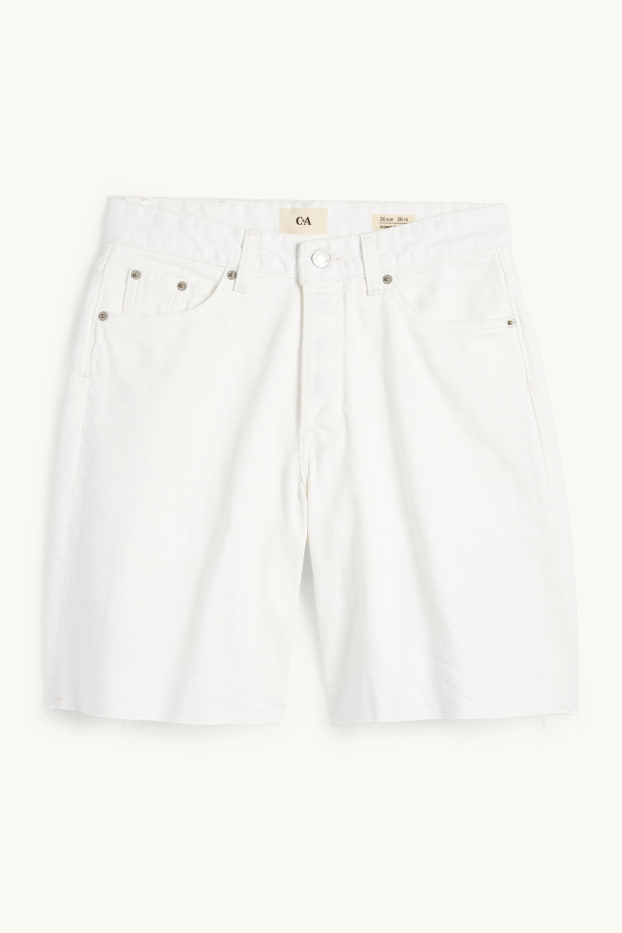 Femei - Pantaloni scurți de blugi - talie medie - LYCRA® - alb