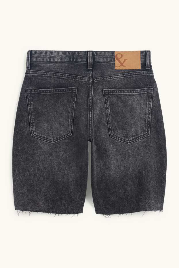 Dames - Korte spijkerbroek - mid waist - LYCRA® - grijs