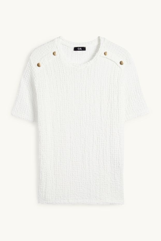 Femei - Tricou - regular fit - structurat - alb