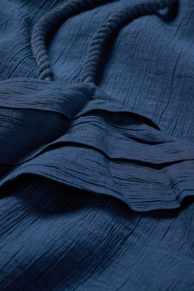 Damen - Kleid mit V-Ausschnitt - strukturiert - dunkelblau