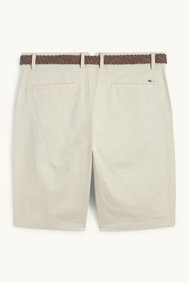 Men - Shorts with belt - light beige