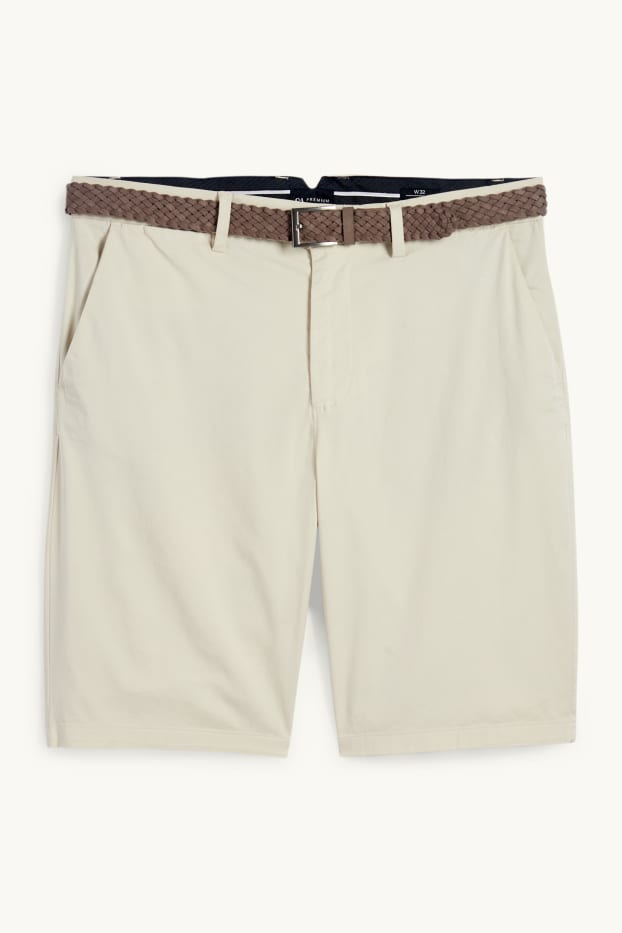 Men - Shorts with belt - light beige