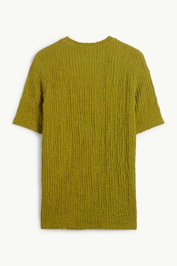 Dona - Samarreta de màniga curta - regular fit - texturada - verd