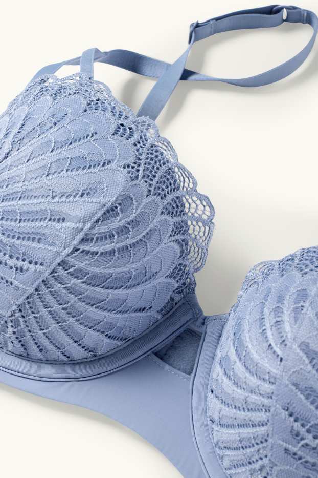 Donna - Reggiseno con ferretti - BALCONETTE - imbottito - blu