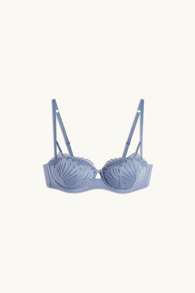 Donna - Reggiseno con ferretti - BALCONETTE - imbottito - blu