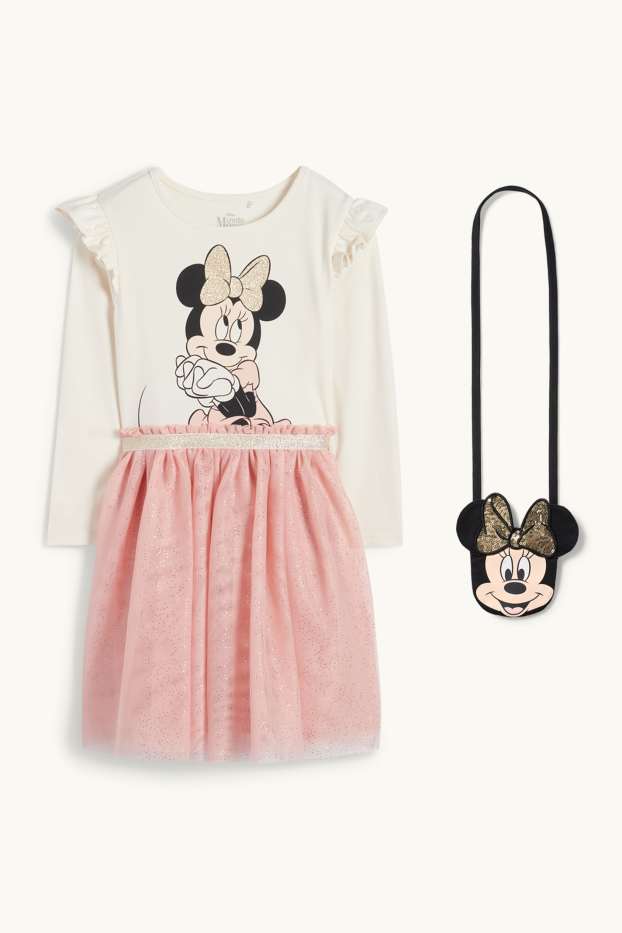 Kinder Mädchen - Minnie Maus - Set - Kleid und Tasche - 2 teilig - beige